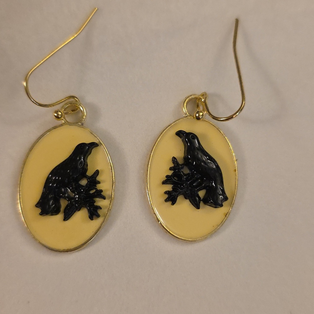 Crow RAVEN CAMEO EARRINGS LAST PAIR